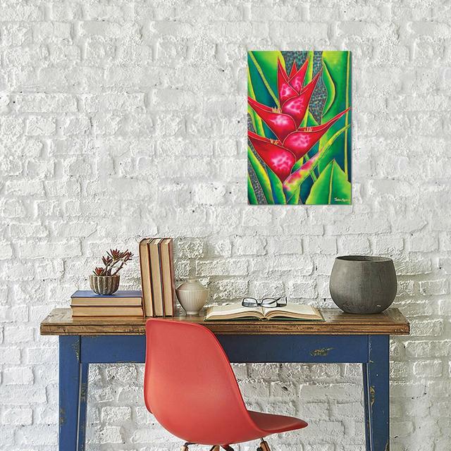 'Red Heliconia' Painting Print on Wrapped Canvas East Urban Home Size: 66.04cm H x 45.72cm W x 3.81cm D, Format: Wrapped Canvas on Productcaster.