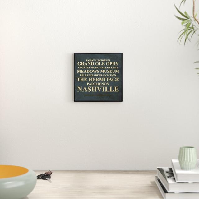 Nashville Landmarks - Typography Print East Urban Home Size: 114.3cm H x 114.3cm W x 3.05cm D, Format: Black Framed Paper on Productcaster.