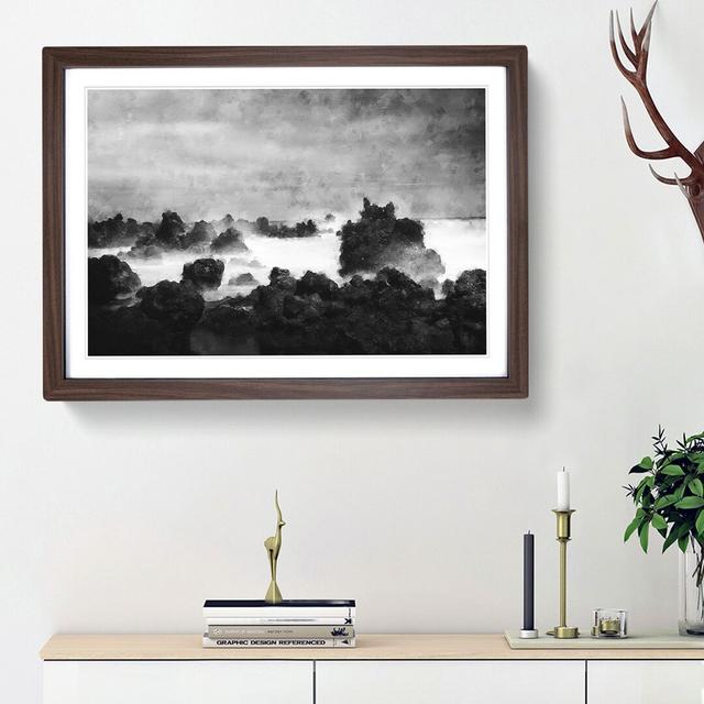 Waves Against the Rock - Picture Frame Painting Print East Urban Home Size: 45cm H x 63cm W x 2cm D, Frame Option: Walnut Framed on Productcaster.