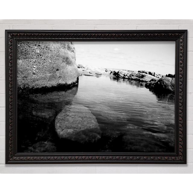 Ocean Rock Bay B N W Framed Print Highland Dunes Size: 21.1cm H x 29.7cm W on Productcaster.