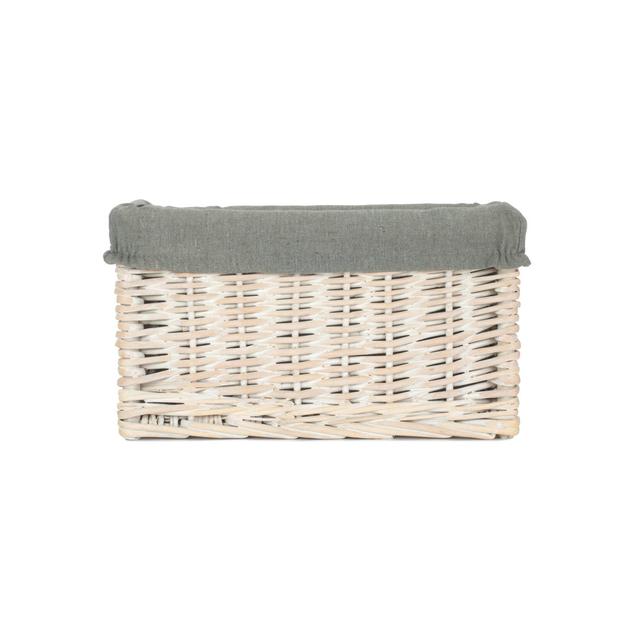 Wicker Storage Basket with Lining Brambly Cottage Size: 17cm H x 32cm W x 20cm D, Colour: White Wash/Grey on Productcaster.