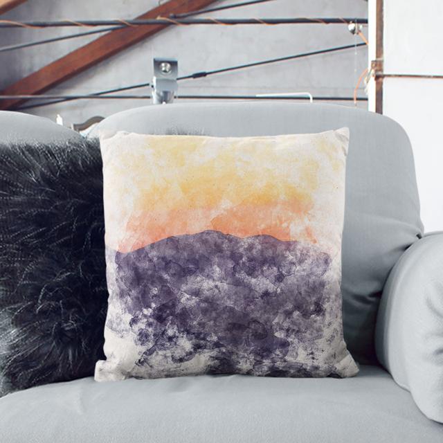 Mountain Sunset Watercolour Cushion with Filling East Urban Home Size: 55cm H x 55cm W x 20cm D, Backing Colour: White on Productcaster.