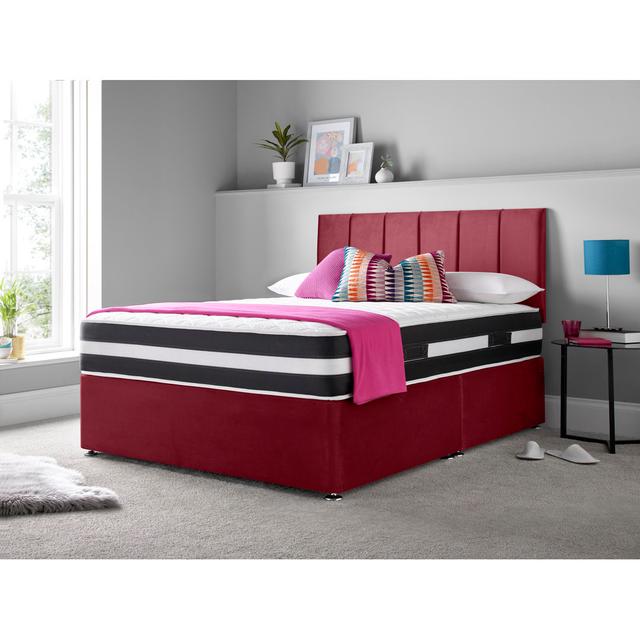 Madelief Divan Bed Set 17 Stories Colour: Maroon, Size: Single (3'), Storage Type: Foot-end Drawers on Productcaster.