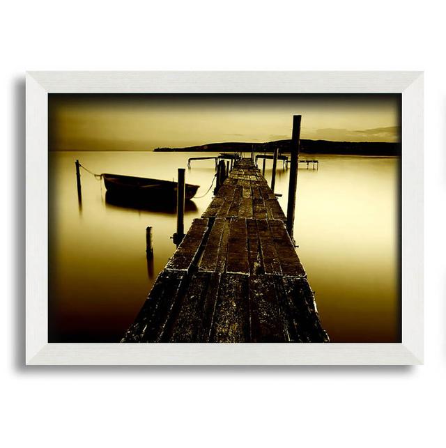 Rustic Ocean Jetty Sepia - Single Picture Frame Art Prints Longshore Tides Size: 29.7cm H x 42cm W x 10cm D, Colour: Yellow on Productcaster.