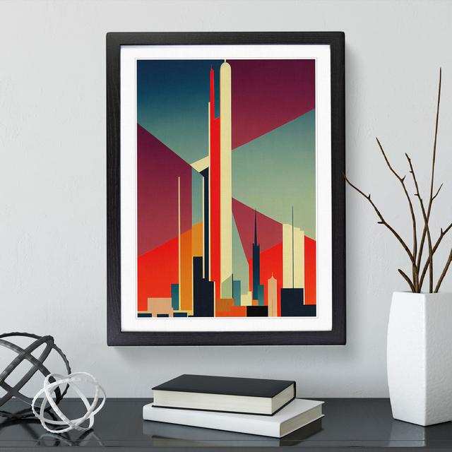 City Skyline Retro No.2 - Picture Frame Graphic Art 17 Stories Frame Colour: Black, Size: 64cm H x 46cm W x 2cm D on Productcaster.