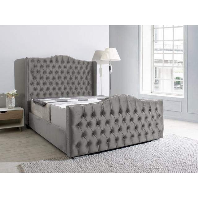 Tarsha Upholstered Bed Frame Mercer41 Colour: Silver, Size: Small Double (4') on Productcaster.