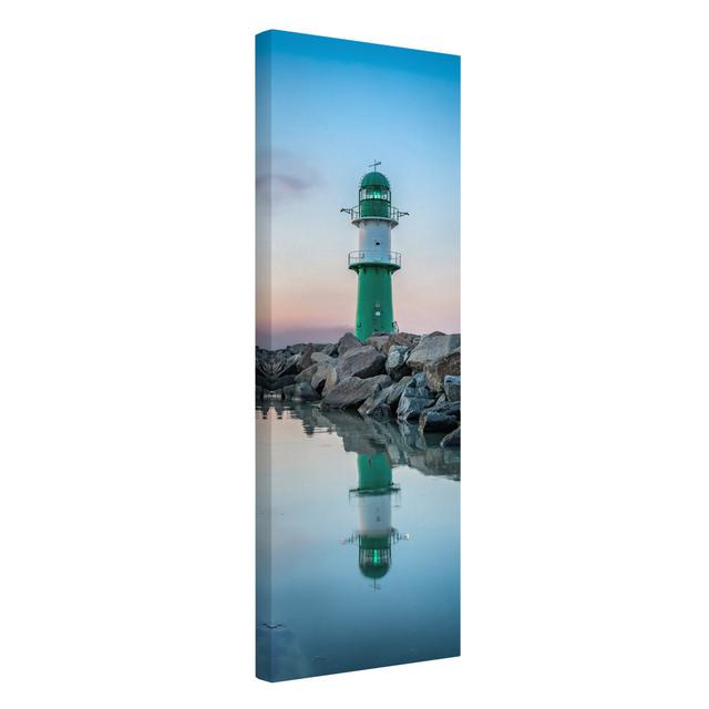 Sunset at the Lighthouse - Wrapped Canvas Photograph Longshore Tides Format: 260g/m² canvas, Size: 150cm H x 50cm W on Productcaster.