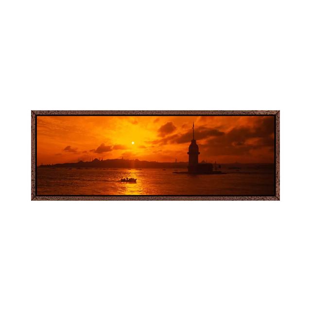 Sunset Over A River, Bosphorus, Istanbul, Turkey by Panoramic Images - Floater Frame Panoramic Gallery-Wrapped Canvas Giclée on Canvas Longshore Tides on Productcaster.