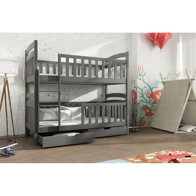 Truman Single(3') Solid Wood Standard Bunk Bed and Mattress by Isabelle & Max Isabelle & Max Colour (Bed Frame): Graphite on Productcaster.