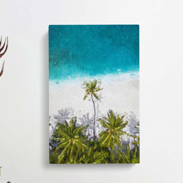 Palm Tree Beach In The Maldives - Wrapped Canvas Painting East Urban Home Size: 76cm H x 50cm W x 3cm D on Productcaster.