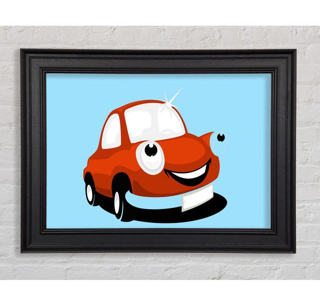 Gerahmtes Wandbild Smiling Clean Car Baby Blue Happy Larry Farbe: Blau, Größe: 29,7 cm H x 42 cm B x 8 cm T, Format: Poster mit schwarzem Rahmen on Productcaster.