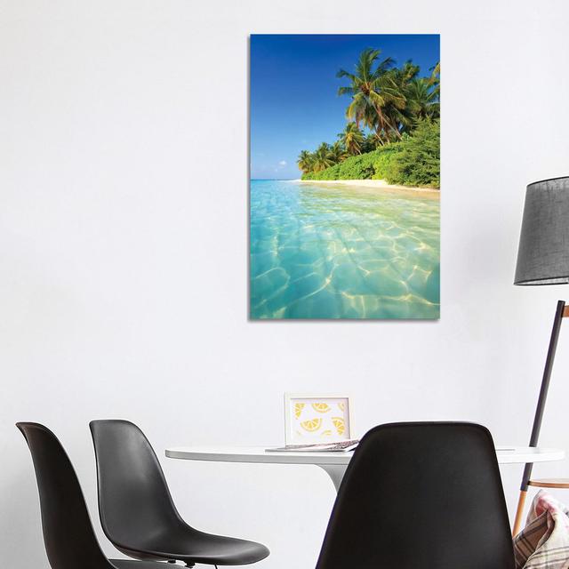 Tropical Beach In The Maldives - Wrapped Canvas Print 17 Stories Size: 101.6cm H x 66.04cm W x 3.81cm D on Productcaster.