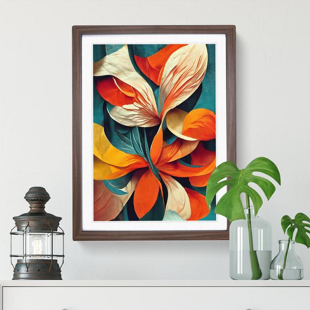 Abstract Floral No.1 - Picture Frame Graphic Art Marlow Home Co. Frame Colour: Walnut, Size: 64cm H x 46cm W x 2cm D on Productcaster.