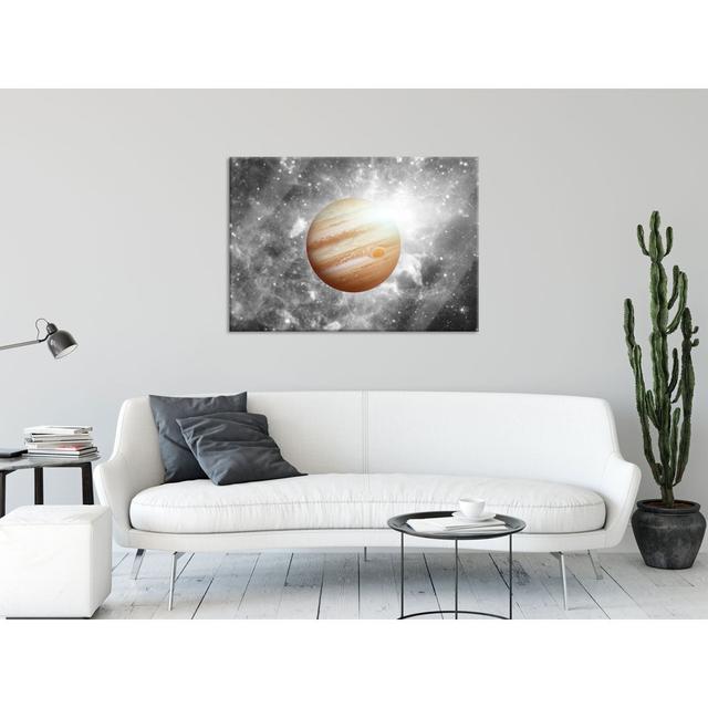 Planet Jupiter in the Universe - Unframed Graphic Art on Glass Brayden Studio Size: 60cm H x 80cm W, Colour: Black/White on Productcaster.