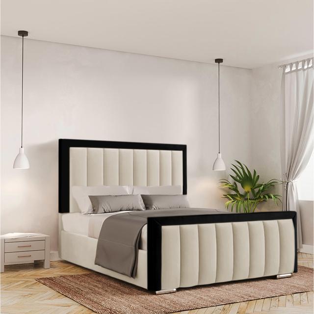 Ballal Upholstered Storage Bed Canora Grey Size: Double (4'6), Colour: Cream on Productcaster.