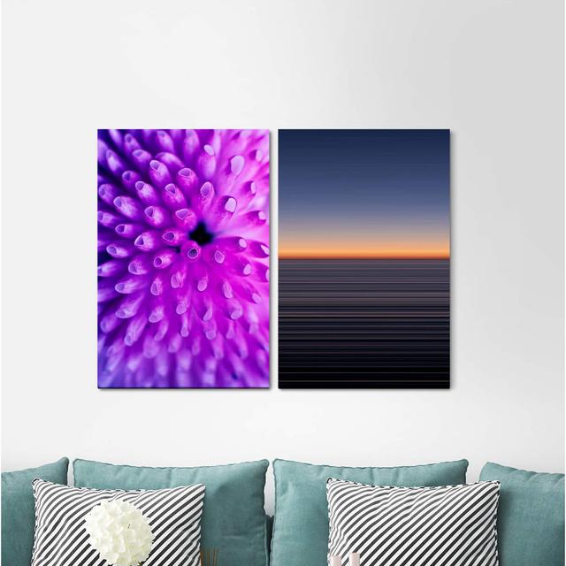 2-tlg. Leinwandbilder-Set - Fotografie „Coral Underwaters Sunset Horizon Sea Violet” East Urban Home on Productcaster.