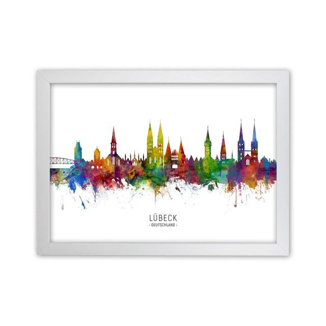 Lubeck Deutschland Skyline by Michael Tompsett - Print Ebern Designs Size: 25cm H x 34cm W x 3cm D, Format: White Framed on Productcaster.