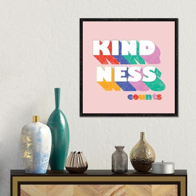 Kindness Counts Typography by Show Me Mars - Gallery-Wrapped Canvas Giclée on Canvas Ebern Designs Size: 45.72cm H x 45.72cm W x 3.81cm D, Format: Bla on Productcaster.