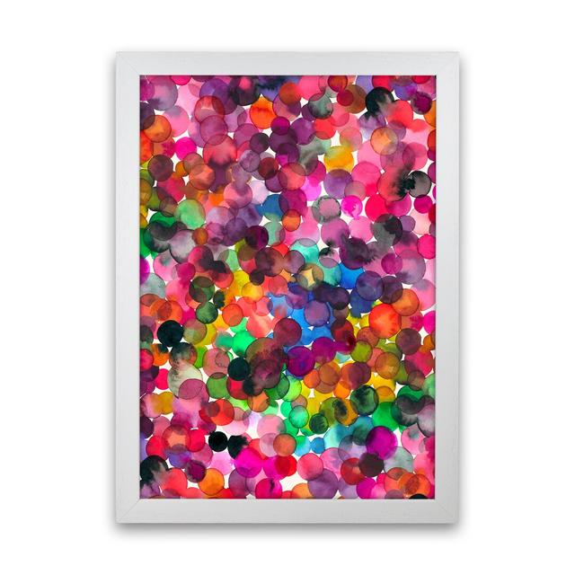 Overlapped Watercolor Dots - Print 17 Stories Frame Option: White Framed, Size: 46cm H x 34cm W x 3cm D on Productcaster.