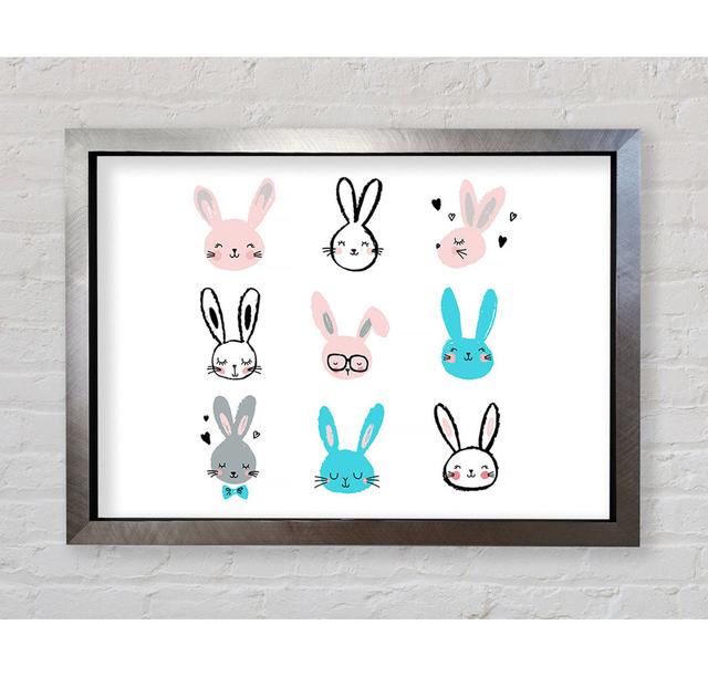 Rabbit Faces Framed Print Harriet Bee Format: Silver Framed Paper, Size: 84.1cm H x 118.9cm W x 3.4cm D on Productcaster.