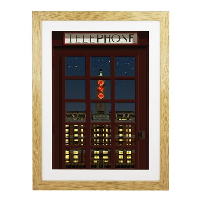 London Telephone Box 2 - Graphic Art Print on Paper 17 Stories Size: 50cm H x 40cm W x 3cm D, Frame Option: Oak Framed on Productcaster.