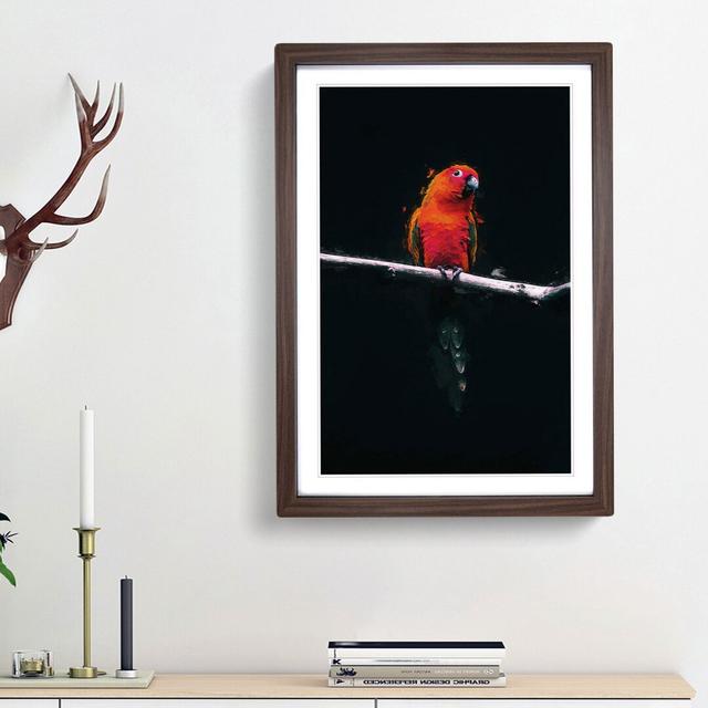 Perched Parrot in Abstract - Picture Frame Graphic Art Print East Urban Home Frame Option: Walnut Framed, Size: 48cm H x 36cm W x 2cm D on Productcaster.