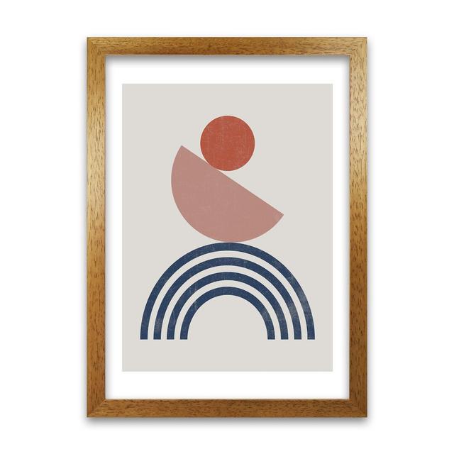 Mid Century Shapes B - Graphic Art Print on Paper Norden Home Frame Option: Oak Frame, Size: 30cm H x 21cm W x 3cm D on Productcaster.