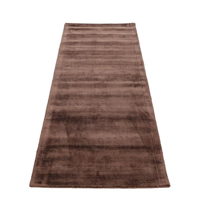 Ava Handmade Viscose Silky Solid Soft Dark Brown Rug Carpetfine Rug Size: Runner 80 x 400cm on Productcaster.