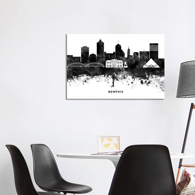 Memphis Skyline Black & White - Wrapped Canvas Print Brayden Studio Size: 66.04cm H x 101.6cm W x 3.81cm D on Productcaster.