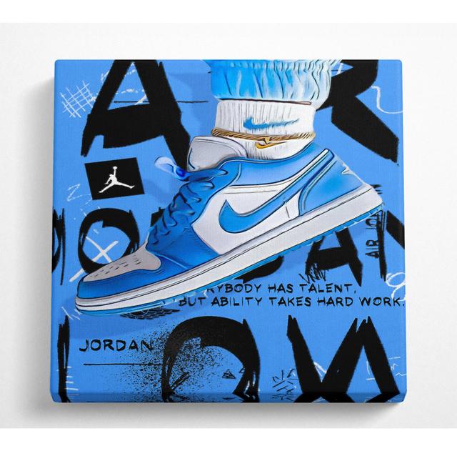 Blue Sneakers - Wrapped Canvas Art Prints Happy Larry Size: 81.3cm H x 81.3cm W x 10cm D on Productcaster.