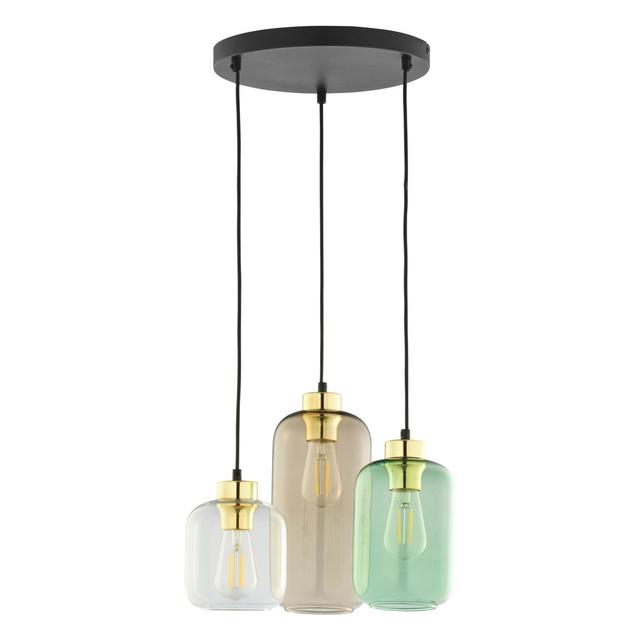 Saucedo 3 -Light Cluster Jar Pendant Highland Dunes Frame Finish: Transparent/Green on Productcaster.