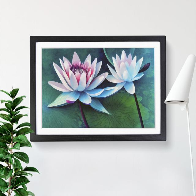 Luscious Water Lily Flowers - Single Picture Frame Painting 17 Stories Size: 34cm H x 46cm W x 2cm D, Frame Colour: Black on Productcaster.