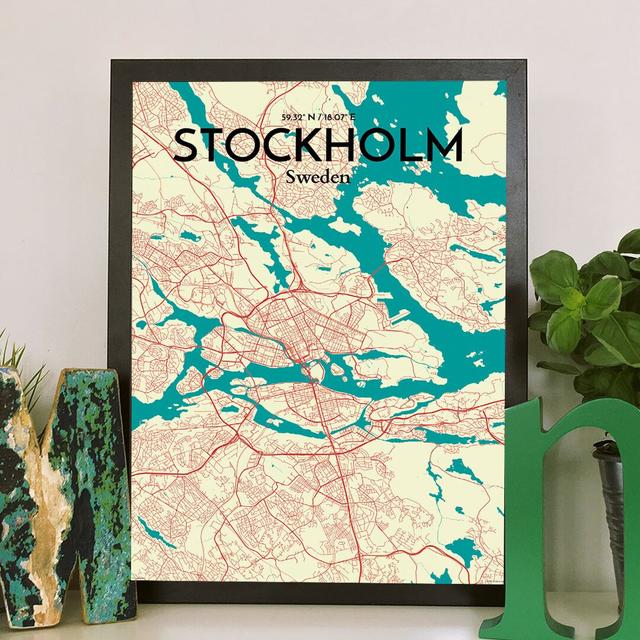 Stockholm City Map - Unframed Graphic Art Print on Paper East Urban Home Size: 70cm H x 50cm W x 0.13cm D on Productcaster.