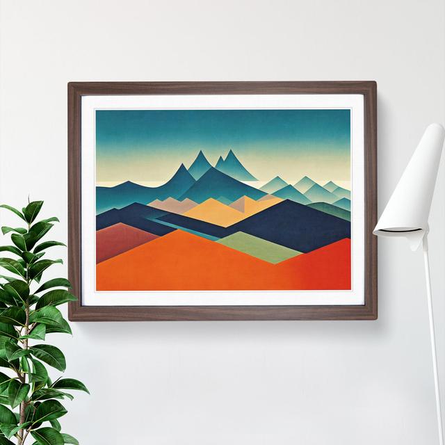 Abstract Mountain Range Vol.1 - Single Picture Frame Print Alpen Home Frame Colour: Walnut, Size: 34cm H x 46cm W x 2cm D on Productcaster.