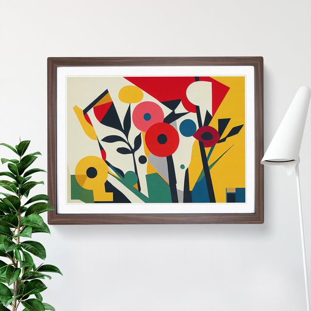 Favourable Abstract Flowers - Single Picture Frame Print Marlow Home Co. Frame Colour: Walnut, Size: 25cm H x 34cm W x 2cm D on Productcaster.