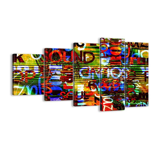 'All Sound Colours' - 5 Piece Unframed Graphic Art Print Set on Canvas Ebern Designs Size: 60cm H x 100cm W x 1.8cm D on Productcaster.