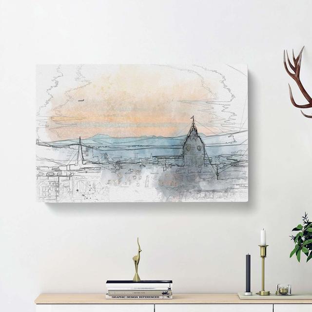 Edinburgh Skyline in Scotland in Abstract - Wrapped Canvas Graphic Art Print East Urban Home Size: 40cm H x 60cm W x 3cm D on Productcaster.