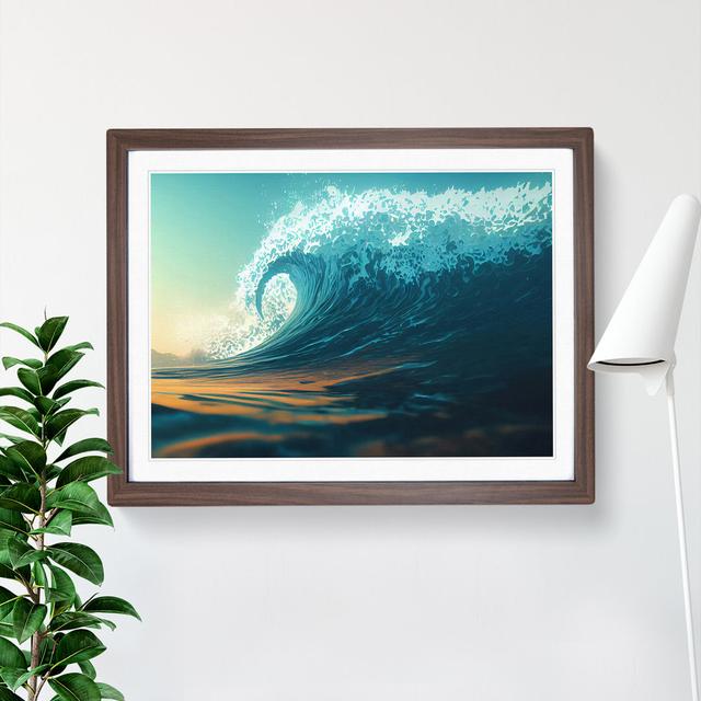 Charismatic Ocean Wave House of Hampton Size: 25cm H x 34cm W x 2cm D, Frame Colour: Walnut Framed on Productcaster.