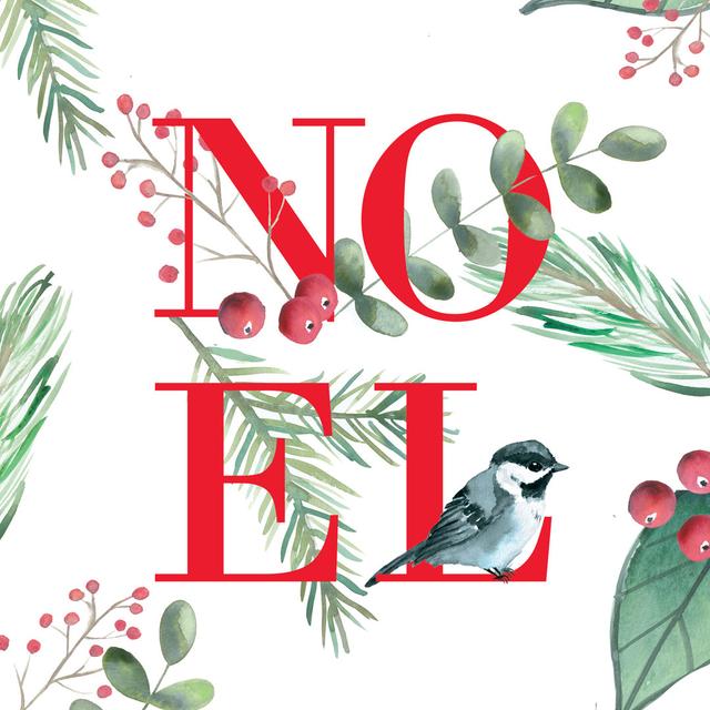 Noel Botanical - Wrapped Canvas Typography The Seasonal Aisle Size: 76cm H x 76cm W x 3.8cm D on Productcaster.