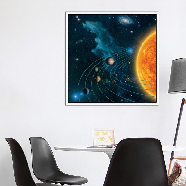 Solar System by Vincent Hie - Graphic Art Print on Canvas 17 Stories Size: 93.98cm H x 93.98cm W x 3.81cm D, Format: White Framed on Productcaster.