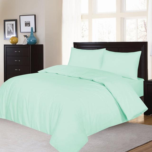 Aubrei Solid Colour Duvet Cover Set with Pillowcases 17 Stories Size: Single - 1 Standard Pillowcase, Colour: Green on Productcaster.