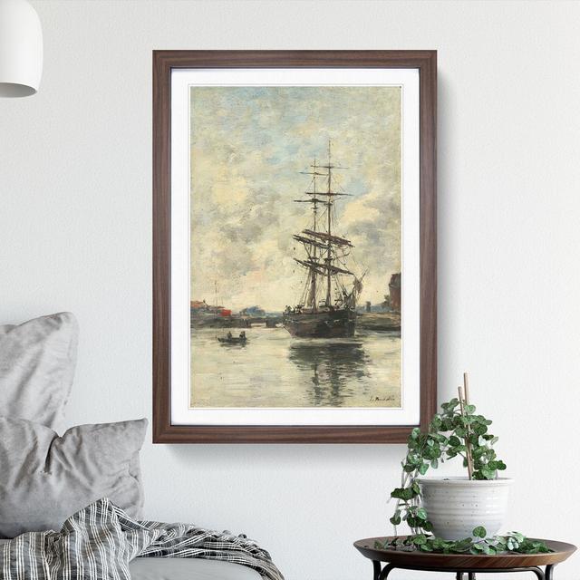 Ship on the Touques by Eugene Boudin - Picture Frame Painting East Urban Home Frame Option: Walnut Framed, Size: 48cm H x 36cm W x 2cm D on Productcaster.