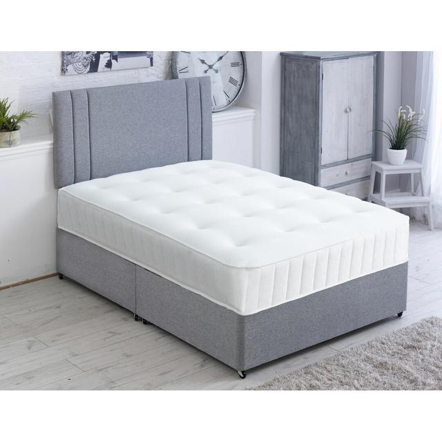 Benedito Pocketsprung Divan Bed Set 17 Stories Colour: Silver, Storage Type: 2 Drawers Foot End, Size: Double (4'6) on Productcaster.