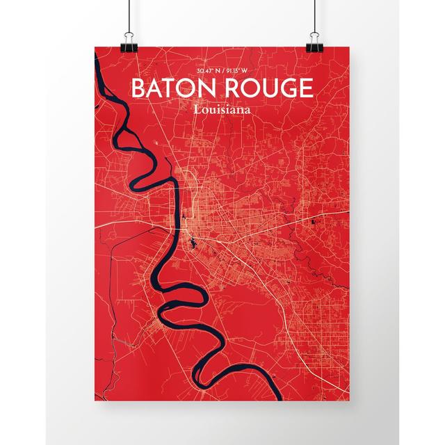 Baton Rouge City Map - Unframed Graphic Art Print on Paper East Urban Home Size: 70cm H x 50cm W x 0.13cm D on Productcaster.