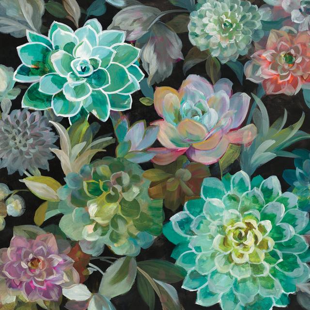 Floral Succulents V2 Crop by Danhui Nai - Wrapped Canvas Painting Latitude Vive Size: 46cm H x 30cm W x 3.8cm D on Productcaster.