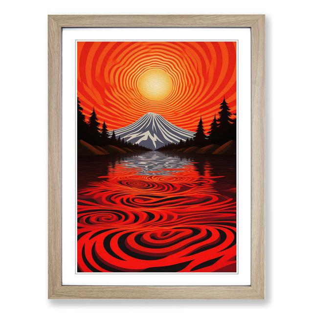 Mount Fuji Op No.2 - Single Picture Frame Art Prints on Wood Big Box Art Size: 64cm H x 46cm W x 2cm D, Frame Colour: Oak Framed on Productcaster.