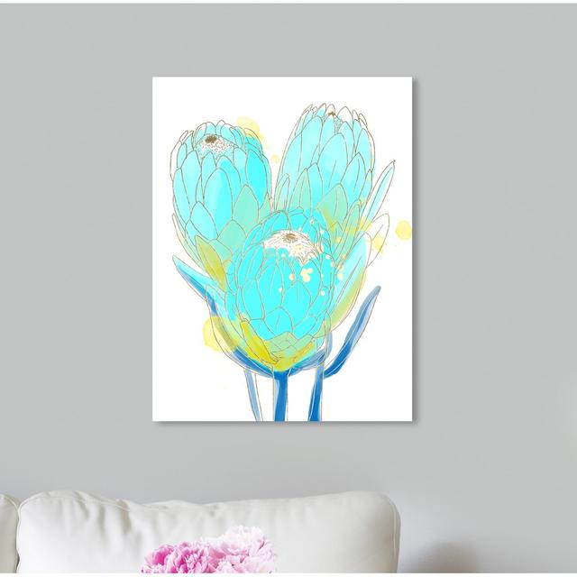 Protea Turquoise - Painting East Urban Home Size: 40.64cm H x 40.64cm W x 3.81cm D, Format: Wrapped Canvas on Productcaster.