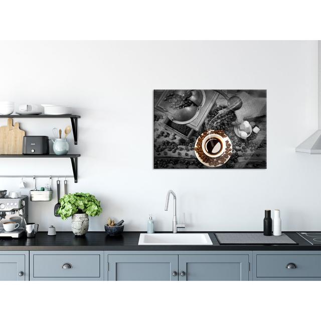 Coffee With Coffee Beans - No Frame Print on Glass Brayden Studio Size: 70cm H x 100cm W on Productcaster.