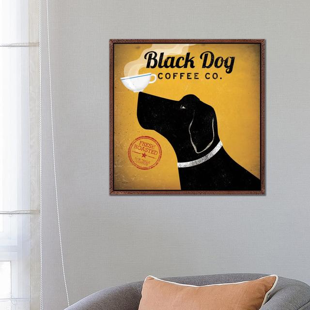 Black Dog Coffee Co. von Ryan Fowler - Gallery-Wrapped Canvas Giclée on Canvas Happy Larry Format: Klassischer Schattenfugenrahmen aus Holz, Größe: 66 on Productcaster.