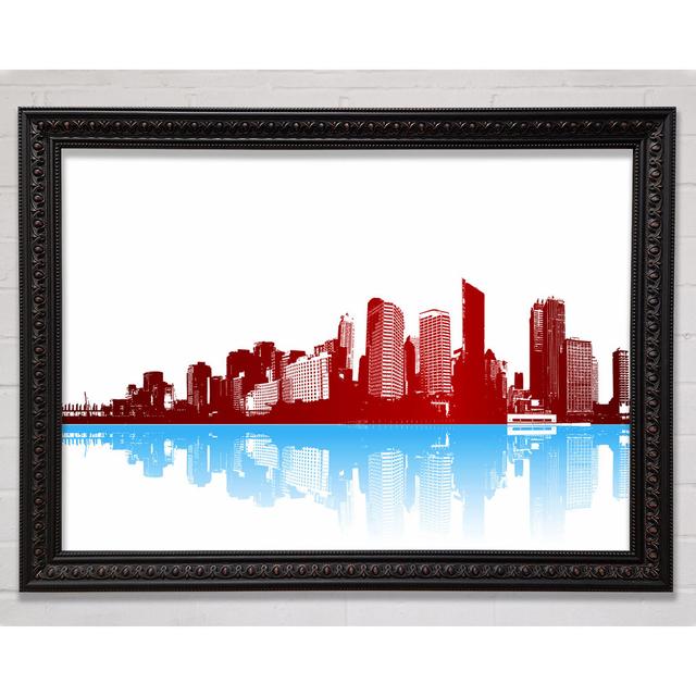 Rotes New York in blauen Reflektionen - Druck Ebern Designs Größe: 29,7 cm H x 42 cm B x 3 cm T on Productcaster.